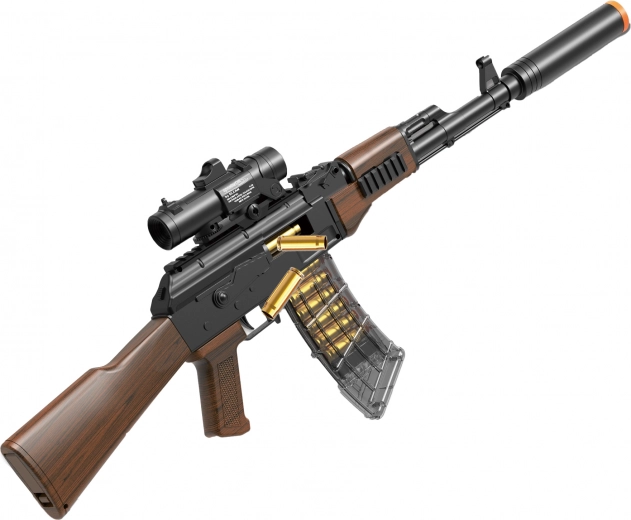 AK-47 rotaļlietu šautene ar patronām un putu šautriņām 91 cm