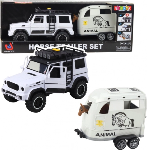 Off-road car with horse trailer with lights and sounds