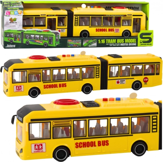 Locītavots skolas autobuss 1:16 ar gaismām, skaņām un atveramām durvīm