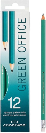 Grafīta zīmuļi Concorde Green Office ar dzēšgumiju HB 12 gab.