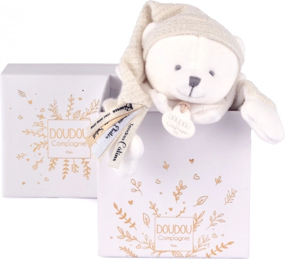 Doudou dāvanu komplekts – plīša mīļmantiņa lācītis ar cepurīti, bēšs, 25 cm