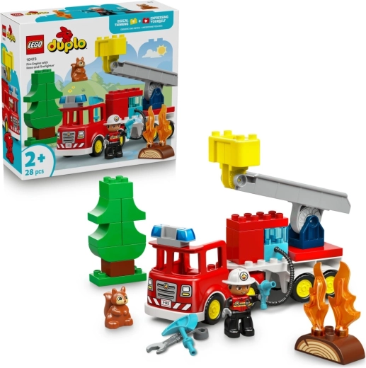LEGO DUPLO ugunsdzēsēju auto ar šļūteni un ugunsdzēsēju