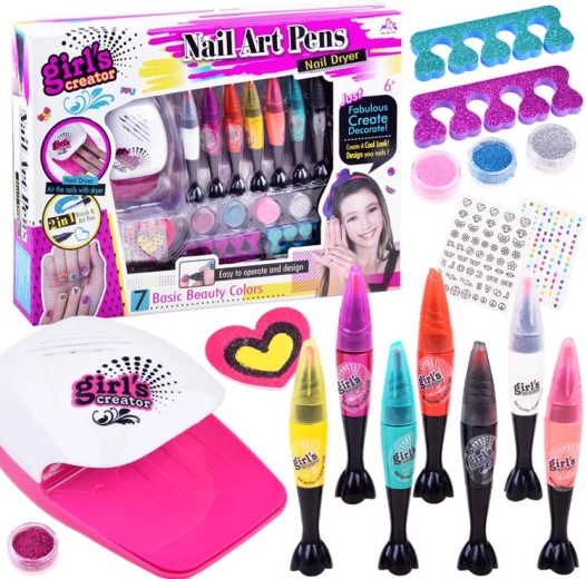 Children's nail art set with polishes, stickers and glitter