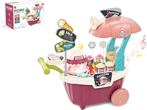 Colorful Popcorn Cart with Sweets – Kids’ Set, 55 pcs