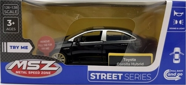 MSZ Toyota Corolla Hybrid automašīnas modelis ar gaismu un skaņu, melns