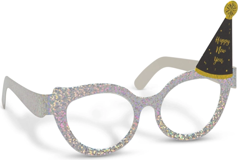 Glittery Paper Party Glasses Happy New Year – 4 Pieces