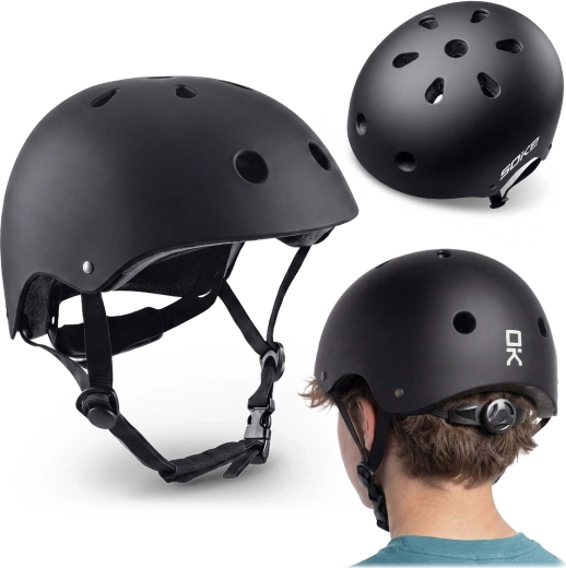 Soke K1 Sports Protective Helmet, Black, Size L