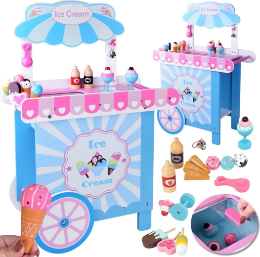 Pastel Wooden Ice Cream Stand for Children
