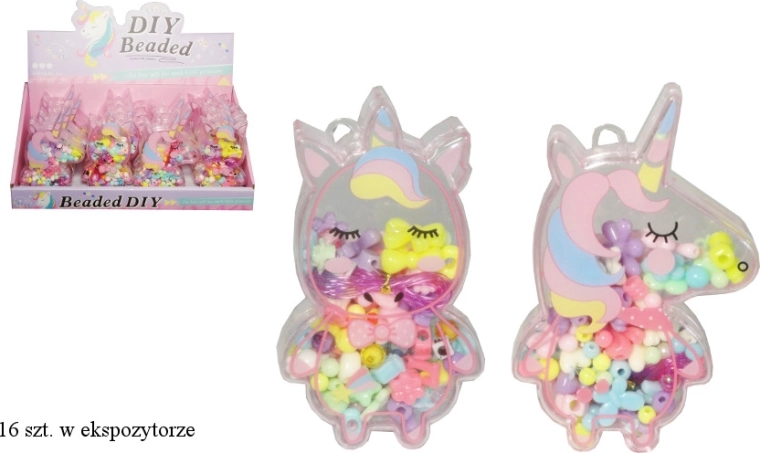 Colorful Beads in a Unicorn-Shaped Box