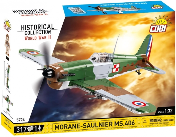 COBI morane-saulnier ms.406 – vēsturiskās lidmašīnas konstruktors 1:32 (317 detaļas)