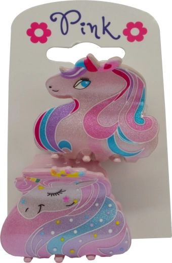 Set of Two Hair Clips with Unicorn Motif