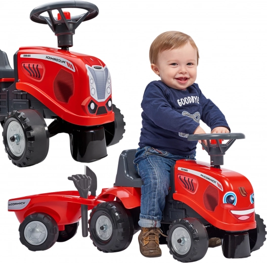 Bērnu stumjamais traktors McCormick ar piekabi
