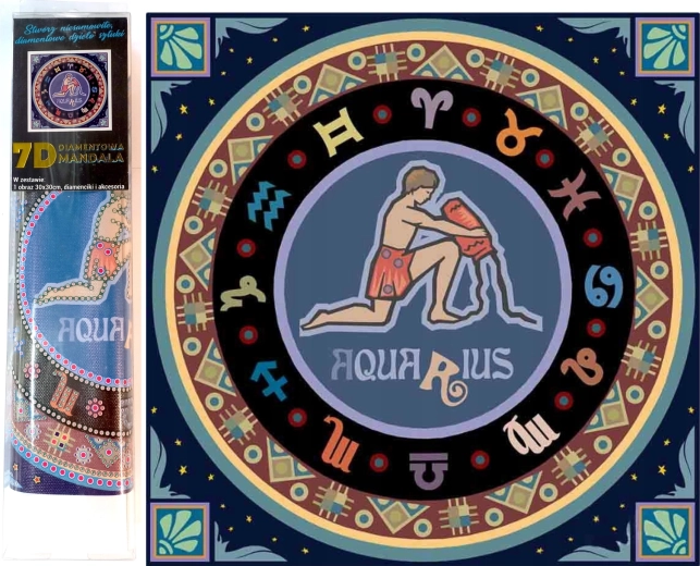 7D dimanta gleznošana Ūdensvīrs 30x30 cm