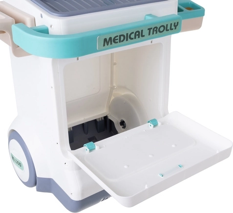 Mobile two-tier trolley with storage space