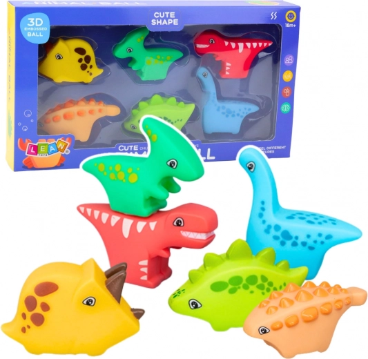 Set of Rubber Bath Toys Dino World 6 pcs