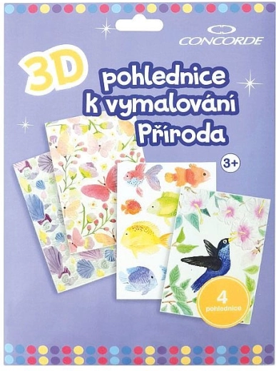 3D coloring postcards Nature