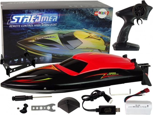 Ātrgaitas RC laiva 2,4 GHz sarkana 35 km/h