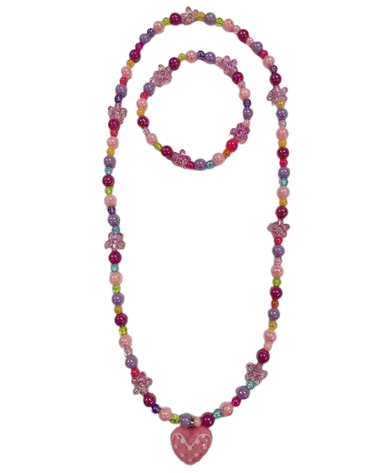 Flower Jewelry Set with Heart Pendant