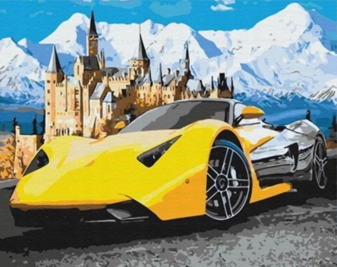 Dimanta gleznošana – sporta auto 30 × 40 cm