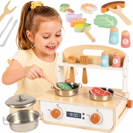 Wooden Kitchen with Grill and Accessories Tooky Toy