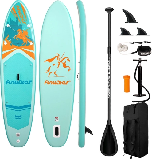 Piepūšamais paddleboard Funwater 350 × 86 × 15 cm – universāls SUP komplekts (tirkīza)