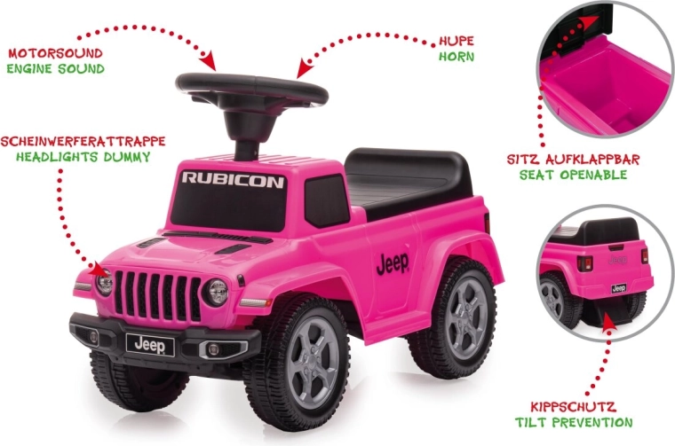 Bērnu stumjamais auto Jeep Gladiator rozā krāsā