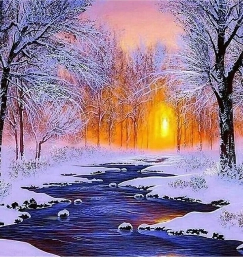 Norimpex dimanta gleznošana Potoks ziemā 30 × 40 cm