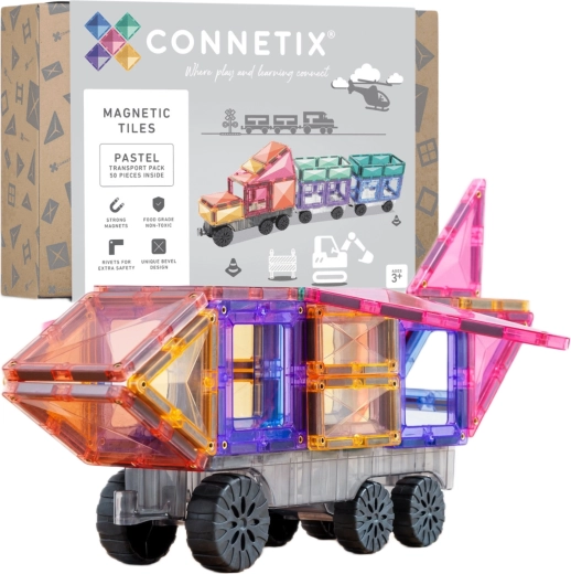 Connetix Pastel Transport Pack magnetic construction set 50 pieces