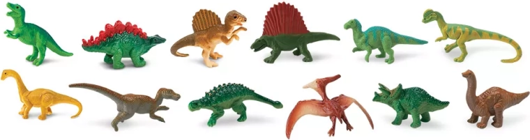 12 detalizēti mini dinozauri vienā tubā