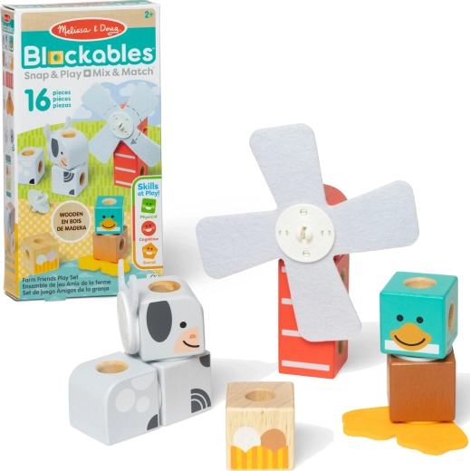 Koka magnētiskie celtniecības klucīši Blockables Ferma 16 gab. MELISSA & DOUG