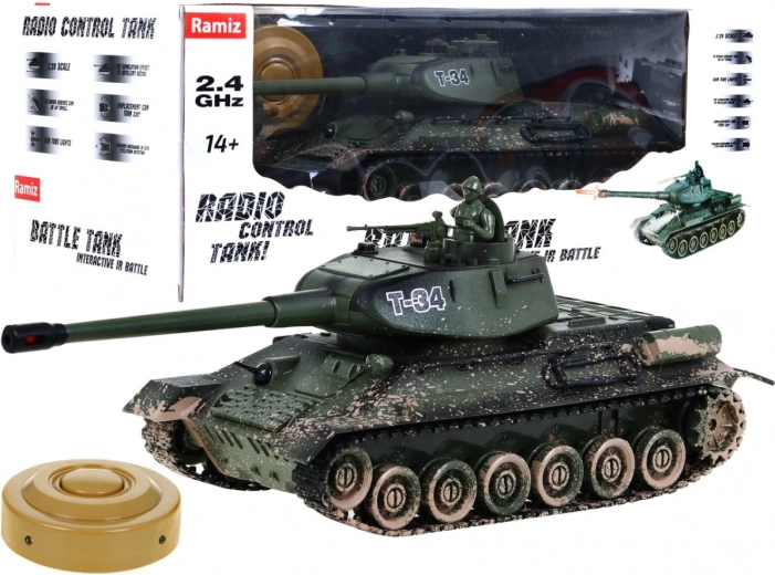 RC tanks T-34 1:28 ar IR kaujas sistēmu, skaņām un gaismām