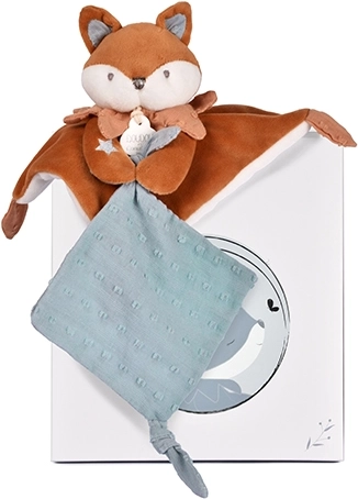 Doudou dāvanu komplekts: plīša lapsa Timo ar sedziņu un knupīša turētāju 20 cm
