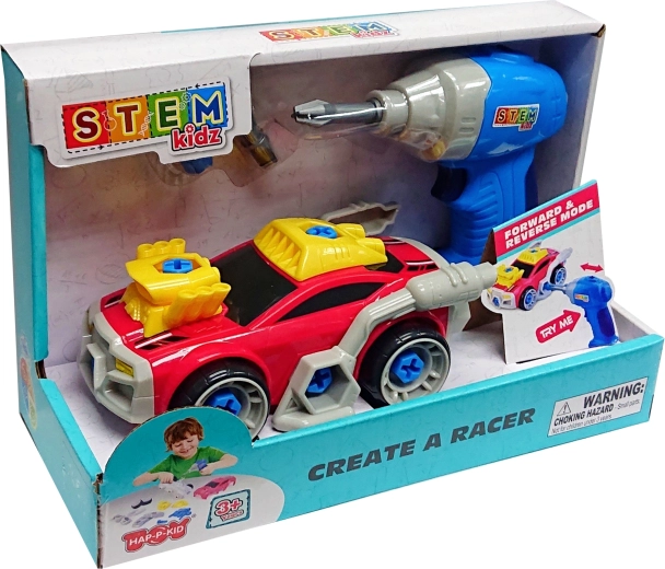 Screw-Together Racing Car with Drill, Red