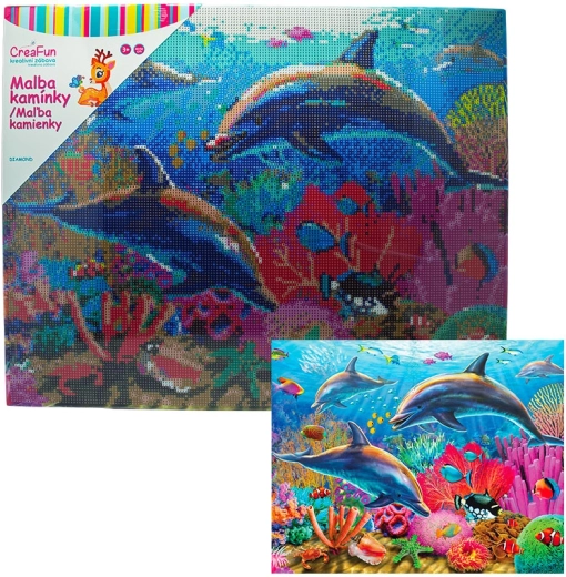 Dimanta gleznošana – delfīni 40 × 50 cm