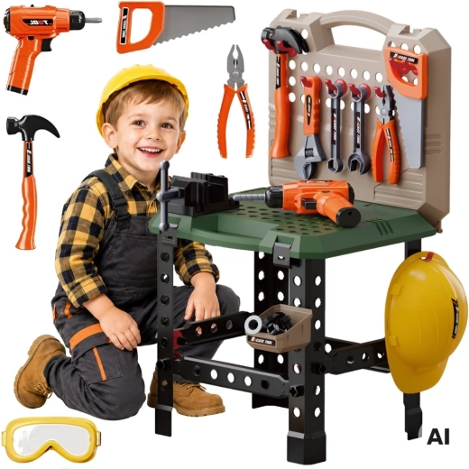 Woopie workbench for a little DIYer 2in1 (suitcase) 90 pieces