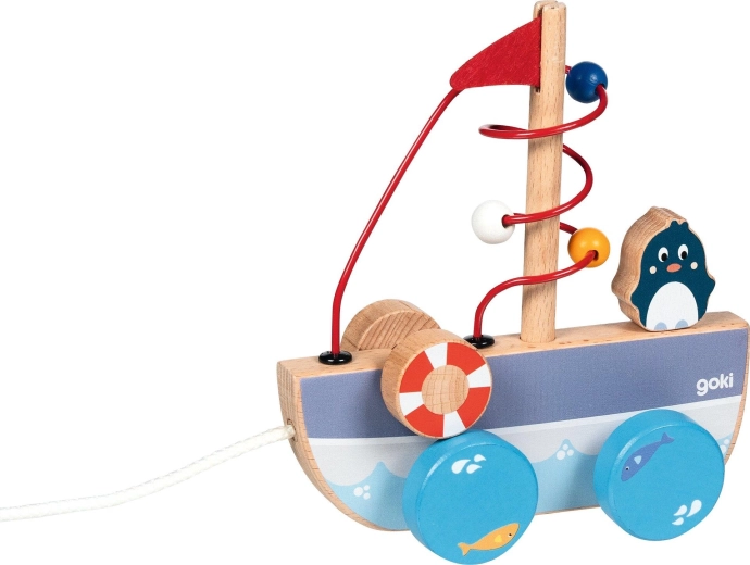 Pull-along boat Ahoy with bead maze - 1 piece
