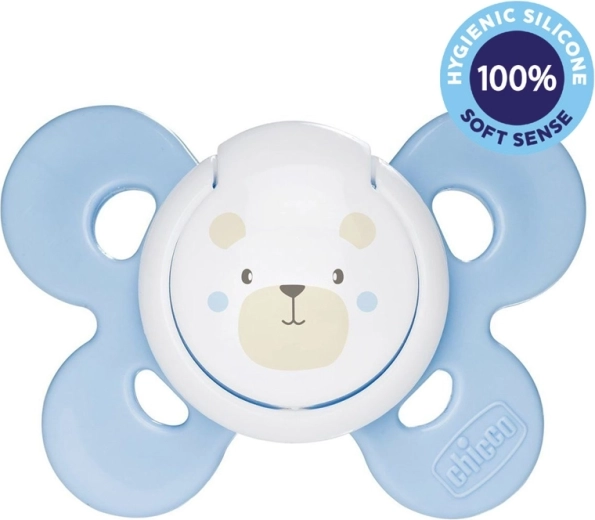 Chicco knupītis Physio Comfort, silikons 2–6 mēneši, zēniem – lāčiņš