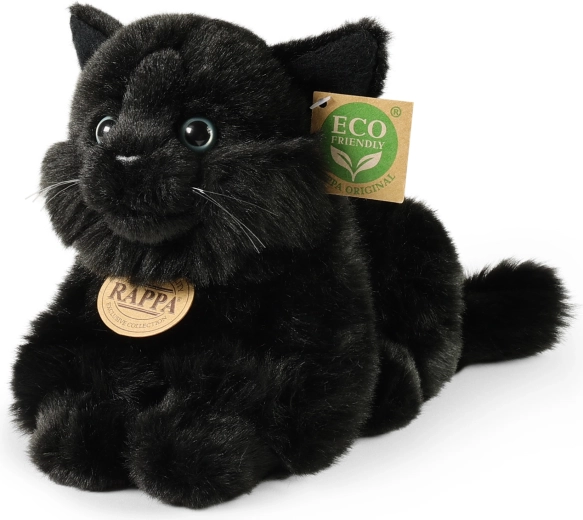 Plīša melns kaķis 22 cm, videi draudzīgs