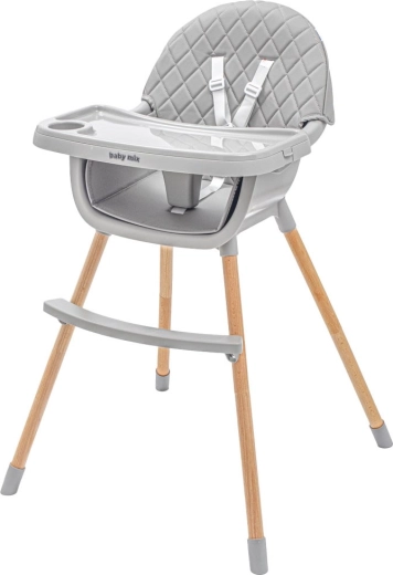 Baby Mix 2-in-1 High Chair with Wooden Legs and Removable Tray