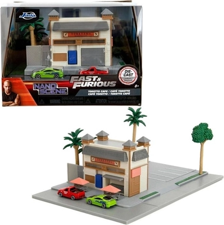 Jada Fast & Furious diorāma Toretto’s Market and Café komplekts ar 2 nano auto