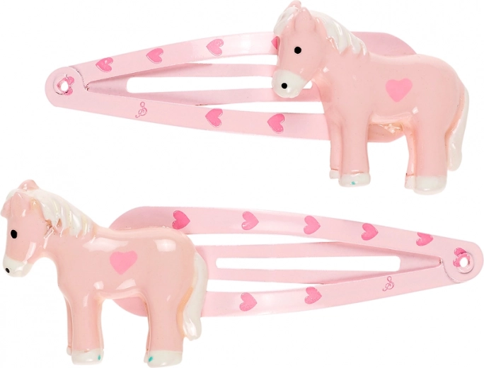 Souza! - Pink Hair Clips with Pony - 2 pieces