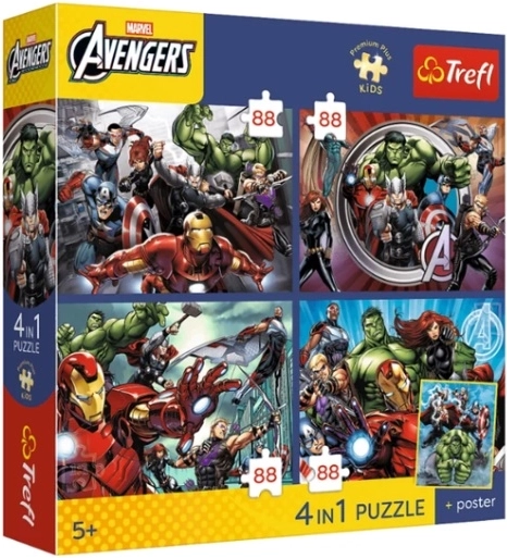 Puzzle Premium Plus bērniem Avengers: varoņi ir starp mums (4×88 detaļas)