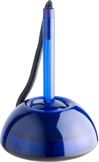 ICO Lux Ballpoint Pen in Stand, Transparent Blue