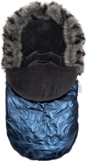 Luksusa ziemas guļammaiss New Baby ar kažokmalu, zils