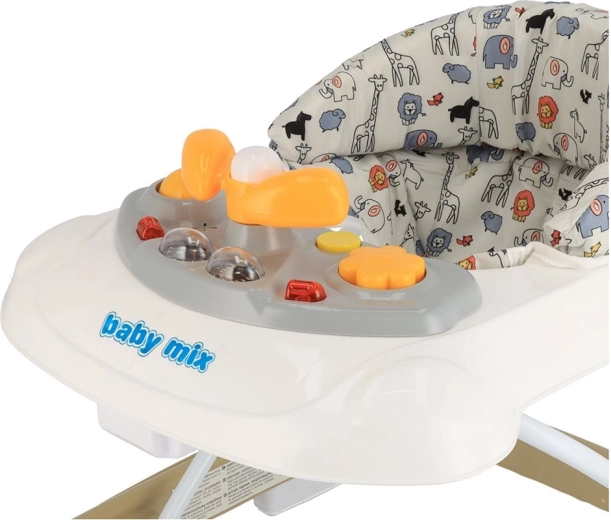Interactive panel with lights, melodies, and steering wheel