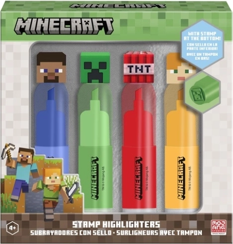 Minecraft komplekts: 4 teksta marķieri ar 3D uzgali un zīmogu
