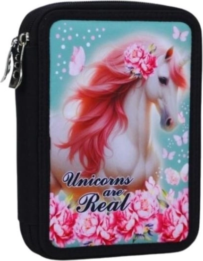 Equipped two-compartment pencil case Back me up Unicorns are real