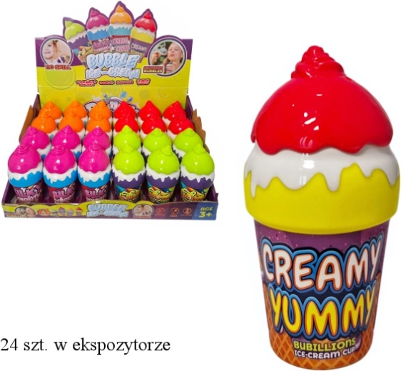 Burbuļpūšamais šķidrums saldējuma formā
