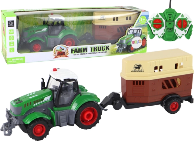 RC traktors ar dzīvnieku piekabi 1:24