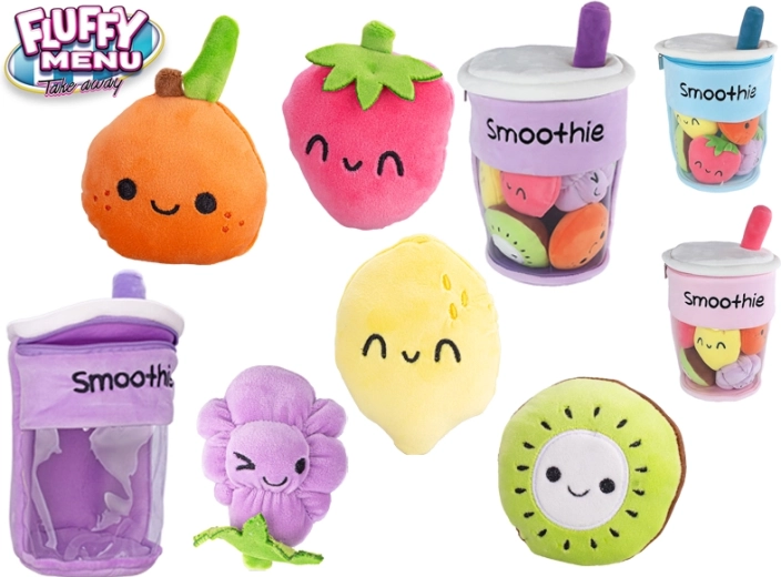 Plīša smūtija krūzīte ar augļiem 33 cm – Fluffy Menu
